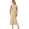 imageGRECERELLE Women Summer 2 Piece Sets Round Neck WrinkleFree Top amp Elastic Waist Midi Fishtail Skirt with PocketsXS3XLButter Yellow