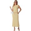 imageGRECERELLE Women Summer 2 Piece Sets Round Neck WrinkleFree Top amp Elastic Waist Midi Fishtail Skirt with PocketsXS3XLButter Yellow