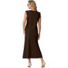 imageGRECERELLE Women Summer 2 Piece Sets Round Neck WrinkleFree Top amp Elastic Waist Midi Fishtail Skirt with PocketsXS3XLDark Coffee