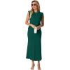 imageGRECERELLE Women Summer 2 Piece Sets Round Neck WrinkleFree Top amp Elastic Waist Midi Fishtail Skirt with PocketsXS3XLDark Green