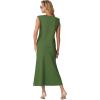imageGRECERELLE Women Summer 2 Piece Sets Round Neck WrinkleFree Top amp Elastic Waist Midi Fishtail Skirt with PocketsXS3XLDill Green