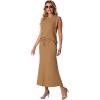 imageGRECERELLE Women Summer 2 Piece Sets Round Neck WrinkleFree Top amp Elastic Waist Midi Fishtail Skirt with PocketsXS3XLGinger