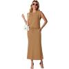 imageGRECERELLE Women Summer 2 Piece Sets Round Neck WrinkleFree Top amp Elastic Waist Midi Fishtail Skirt with PocketsXS3XLGinger