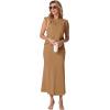 imageGRECERELLE Women Summer 2 Piece Sets Round Neck WrinkleFree Top amp Elastic Waist Midi Fishtail Skirt with PocketsXS3XLGinger