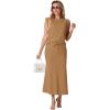 imageGRECERELLE Women Summer 2 Piece Sets Round Neck WrinkleFree Top amp Elastic Waist Midi Fishtail Skirt with PocketsXS3XLGinger
