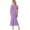 imageGRECERELLE Women Summer 2 Piece Sets Round Neck WrinkleFree Top amp Elastic Waist Midi Fishtail Skirt with PocketsXS3XLLilac