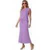 imageGRECERELLE Women Summer 2 Piece Sets Round Neck WrinkleFree Top amp Elastic Waist Midi Fishtail Skirt with PocketsXS3XLLilac