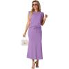 imageGRECERELLE Women Summer 2 Piece Sets Round Neck WrinkleFree Top amp Elastic Waist Midi Fishtail Skirt with PocketsXS3XLLilac