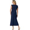 imageGRECERELLE Women Summer 2 Piece Sets Round Neck WrinkleFree Top amp Elastic Waist Midi Fishtail Skirt with PocketsXS3XLNavy Blue