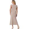 imageGRECERELLE Women Summer 2 Piece Sets Round Neck WrinkleFree Top amp Elastic Waist Midi Fishtail Skirt with PocketsXS3XLOatmeal