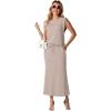 imageGRECERELLE Women Summer 2 Piece Sets Round Neck WrinkleFree Top amp Elastic Waist Midi Fishtail Skirt with PocketsXS3XLOatmeal