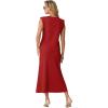 imageGRECERELLE Women Summer 2 Piece Sets Round Neck WrinkleFree Top amp Elastic Waist Midi Fishtail Skirt with PocketsXS3XLRed