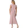 imageGRECERELLE Women Summer 2 Piece Sets Round Neck WrinkleFree Top amp Elastic Waist Midi Fishtail Skirt with PocketsXS3XLRose Pink