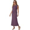 imageGRECERELLE Women Summer 2 Piece Sets Round Neck WrinkleFree Top amp Elastic Waist Midi Fishtail Skirt with PocketsXS3XLRosewood