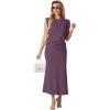 imageGRECERELLE Women Summer 2 Piece Sets Round Neck WrinkleFree Top amp Elastic Waist Midi Fishtail Skirt with PocketsXS3XLRosewood