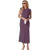 imageGRECERELLE Women Summer 2 Piece Sets Round Neck WrinkleFree Top amp Elastic Waist Midi Fishtail Skirt with PocketsXS3XLRosewood