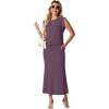 imageGRECERELLE Women Summer 2 Piece Sets Round Neck WrinkleFree Top amp Elastic Waist Midi Fishtail Skirt with PocketsXS3XLRosewood