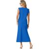 imageGRECERELLE Women Summer 2 Piece Sets Round Neck WrinkleFree Top amp Elastic Waist Midi Fishtail Skirt with PocketsXS3XLRoyal Blue
