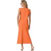 imageGRECERELLE Women Summer 2 Piece Sets Round Neck WrinkleFree Top amp Elastic Waist Midi Fishtail Skirt with PocketsXS3XLVibrant Orange