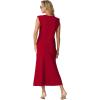 imageGRECERELLE Women Summer 2 Piece Sets Round Neck WrinkleFree Top amp Elastic Waist Midi Fishtail Skirt with PocketsXS3XLWine Red