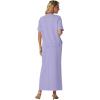 imageGRECERELLE Women Summer Casual 2 Piece Sets CrewNeck WrinkleFree Top amp Elastic Waist Maxi Front Slit Skirt with PocketsAura Indigo