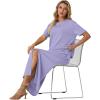 imageGRECERELLE Women Summer Casual 2 Piece Sets CrewNeck WrinkleFree Top amp Elastic Waist Maxi Front Slit Skirt with PocketsAura Indigo