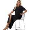 imageGRECERELLE Women Summer Casual 2 Piece Sets CrewNeck WrinkleFree Top amp Elastic Waist Maxi Front Slit Skirt with PocketsBlack