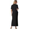 imageGRECERELLE Women Summer Casual 2 Piece Sets CrewNeck WrinkleFree Top amp Elastic Waist Maxi Front Slit Skirt with PocketsBlack