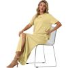 imageGRECERELLE Women Summer Casual 2 Piece Sets CrewNeck WrinkleFree Top amp Elastic Waist Maxi Front Slit Skirt with PocketsButter Yellow