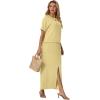 imageGRECERELLE Women Summer Casual 2 Piece Sets CrewNeck WrinkleFree Top amp Elastic Waist Maxi Front Slit Skirt with PocketsButter Yellow
