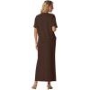 imageGRECERELLE Women Summer Casual 2 Piece Sets CrewNeck WrinkleFree Top amp Elastic Waist Maxi Front Slit Skirt with PocketsDark Coffee