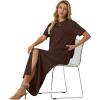 imageGRECERELLE Women Summer Casual 2 Piece Sets CrewNeck WrinkleFree Top amp Elastic Waist Maxi Front Slit Skirt with PocketsDark Coffee