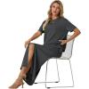 imageGRECERELLE Women Summer Casual 2 Piece Sets CrewNeck WrinkleFree Top amp Elastic Waist Maxi Front Slit Skirt with PocketsDark Gray