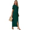 imageGRECERELLE Women Summer Casual 2 Piece Sets CrewNeck WrinkleFree Top amp Elastic Waist Maxi Front Slit Skirt with PocketsDark Green