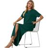 imageGRECERELLE Women Summer Casual 2 Piece Sets CrewNeck WrinkleFree Top amp Elastic Waist Maxi Front Slit Skirt with PocketsDark Green