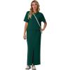 imageGRECERELLE Women Summer Casual 2 Piece Sets CrewNeck WrinkleFree Top amp Elastic Waist Maxi Front Slit Skirt with PocketsDark Green