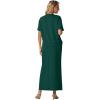 imageGRECERELLE Women Summer Casual 2 Piece Sets CrewNeck WrinkleFree Top amp Elastic Waist Maxi Front Slit Skirt with PocketsDark Green