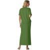 imageGRECERELLE Women Summer Casual 2 Piece Sets CrewNeck WrinkleFree Top amp Elastic Waist Maxi Front Slit Skirt with PocketsDill Green
