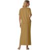 imageGRECERELLE Women Summer Casual 2 Piece Sets CrewNeck WrinkleFree Top amp Elastic Waist Maxi Front Slit Skirt with PocketsGinger