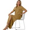imageGRECERELLE Women Summer Casual 2 Piece Sets CrewNeck WrinkleFree Top amp Elastic Waist Maxi Front Slit Skirt with PocketsGinger