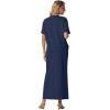 imageGRECERELLE Women Summer Casual 2 Piece Sets CrewNeck WrinkleFree Top amp Elastic Waist Maxi Front Slit Skirt with PocketsNavy Blue