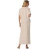 imageGRECERELLE Women Summer Casual 2 Piece Sets CrewNeck WrinkleFree Top amp Elastic Waist Maxi Front Slit Skirt with PocketsOatmeal