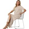 imageGRECERELLE Women Summer Casual 2 Piece Sets CrewNeck WrinkleFree Top amp Elastic Waist Maxi Front Slit Skirt with PocketsOatmeal