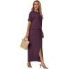 imageGRECERELLE Women Summer Casual 2 Piece Sets CrewNeck WrinkleFree Top amp Elastic Waist Maxi Front Slit Skirt with PocketsRosewood