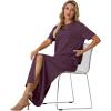 imageGRECERELLE Women Summer Casual 2 Piece Sets CrewNeck WrinkleFree Top amp Elastic Waist Maxi Front Slit Skirt with PocketsRosewood