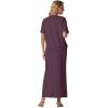 imageGRECERELLE Women Summer Casual 2 Piece Sets CrewNeck WrinkleFree Top amp Elastic Waist Maxi Front Slit Skirt with PocketsRosewood