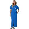 imageGRECERELLE Women Summer Casual 2 Piece Sets CrewNeck WrinkleFree Top amp Elastic Waist Maxi Front Slit Skirt with PocketsRoyal Blue