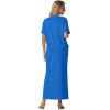 imageGRECERELLE Women Summer Casual 2 Piece Sets CrewNeck WrinkleFree Top amp Elastic Waist Maxi Front Slit Skirt with PocketsRoyal Blue
