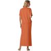 imageGRECERELLE Women Summer Casual 2 Piece Sets CrewNeck WrinkleFree Top amp Elastic Waist Maxi Front Slit Skirt with PocketsTan