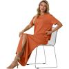imageGRECERELLE Women Summer Casual 2 Piece Sets CrewNeck WrinkleFree Top amp Elastic Waist Maxi Front Slit Skirt with PocketsTan